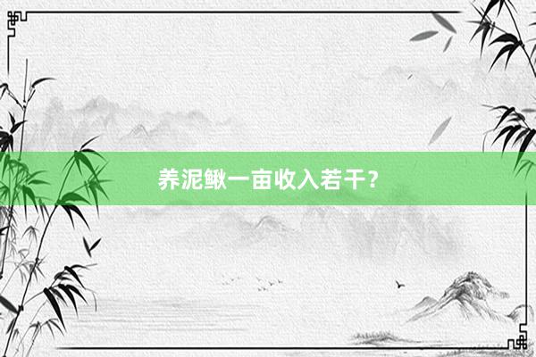 养泥鳅一亩收入若干？